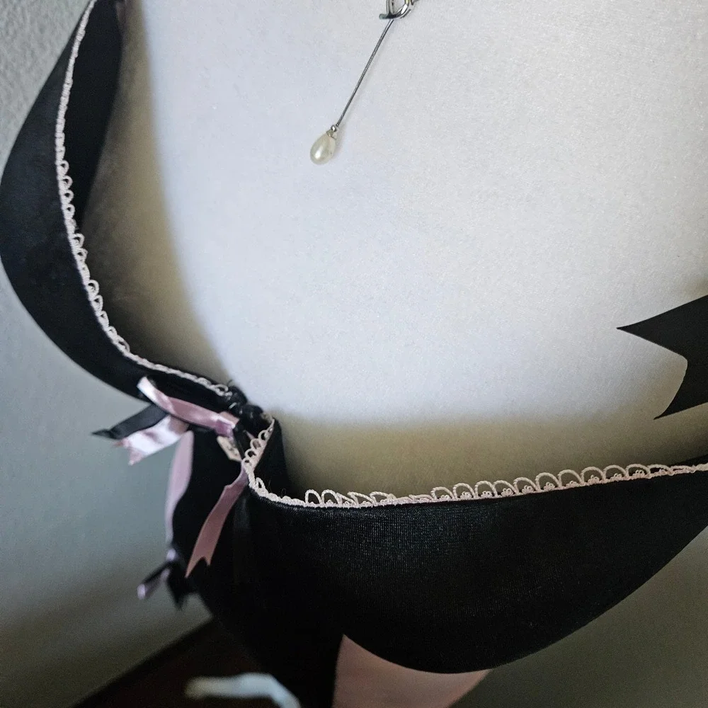 Vintage Playboy Hot Topic Pink Black Satin Ruched Garter Bustier 36D - Picture 4 of 9
